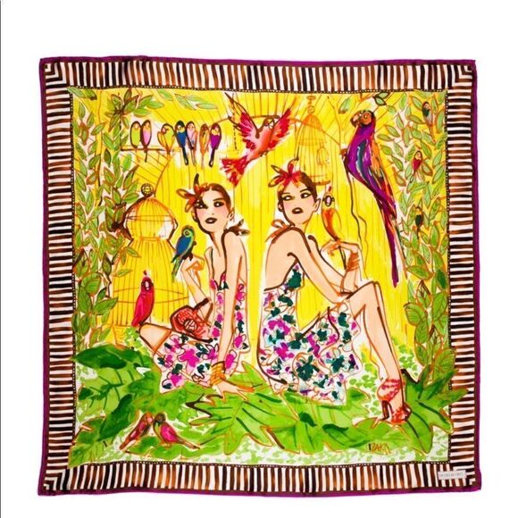 Henri Bendel Izak Cafe Girls Silk Scarf - Picture 1 of 8